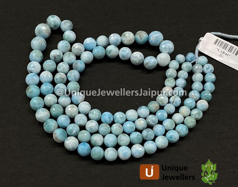 Larimar Faceted Round Balls Beads